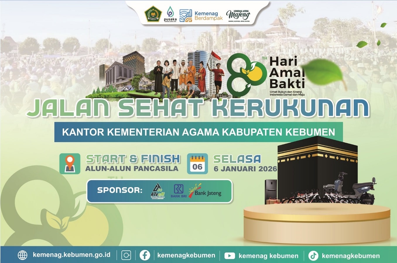 Jalan Sehat Kerukunan Kemenag Kebumen Terbuka untuk Umum, Umrah Gratis dan Ratusan Hadiah Menanti