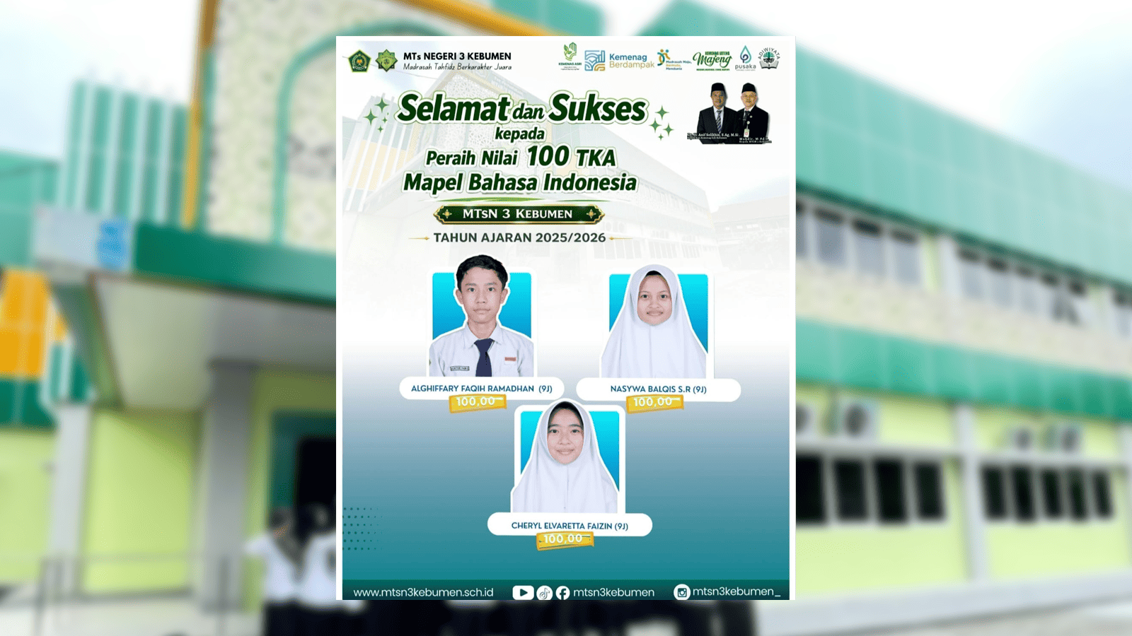 Tiga Siswa MTsN 3 Kebumen Raih Nilai Sempurna 100 pada TKA Bahasa Indonesia 2026