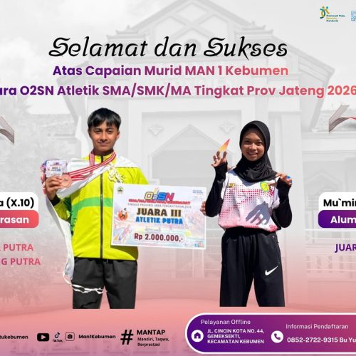Andhika dan Mu’minatul Harumkan MAN 1 Kebumen dengan Tiga Medali O2SN Jateng 2026