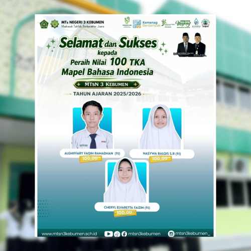 Tiga Siswa MTsN 3 Kebumen Raih Nilai Sempurna 100 pada TKA Bahasa Indonesia 2026